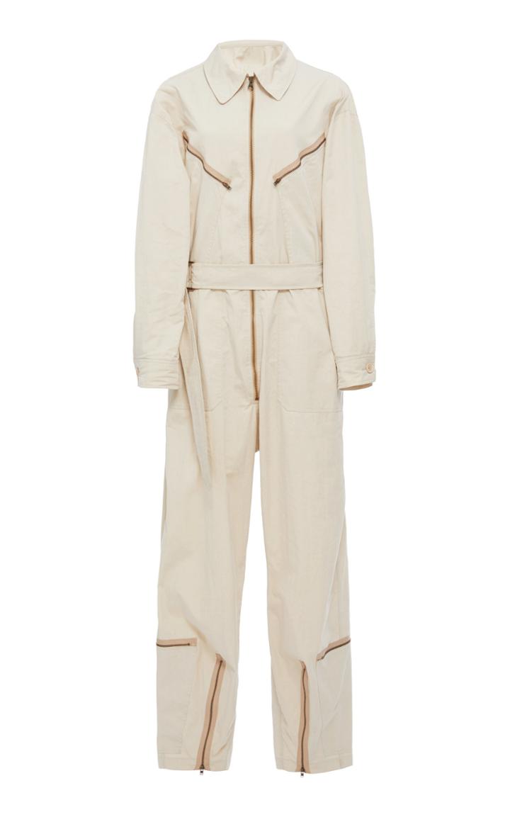 Tre By Natalie Ratabesi Pigalle Zippered Wide-leg Cotton-poplin Jumpsuit