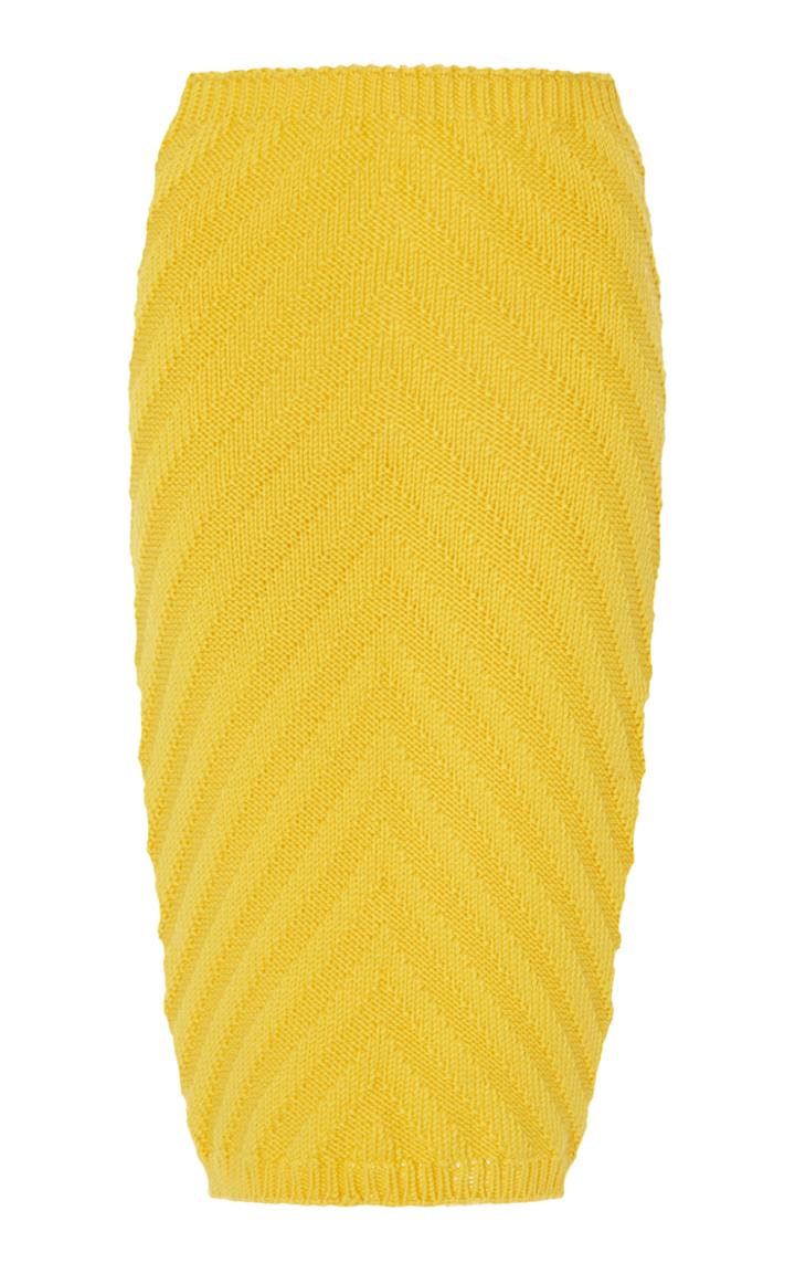 Nanna Van Blaaderen Yellow 'v' Ribbed Tube Skirt