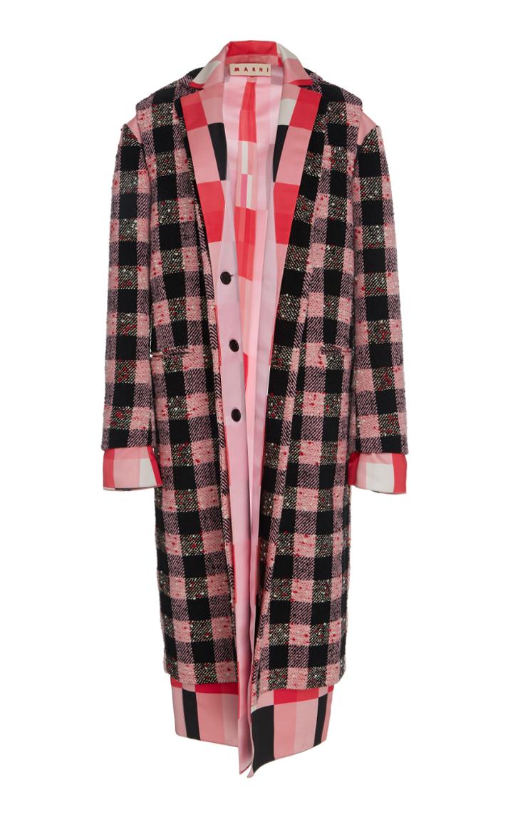 Marni Plaid Wool-blend Layered Coat