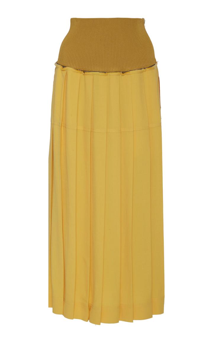 Peter Do Two-tone Pleated Crepe Maxi Skirt Size: S