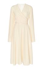 Victoria Beckham Long Sleeve Silk Crepe Faux Wrap Dress