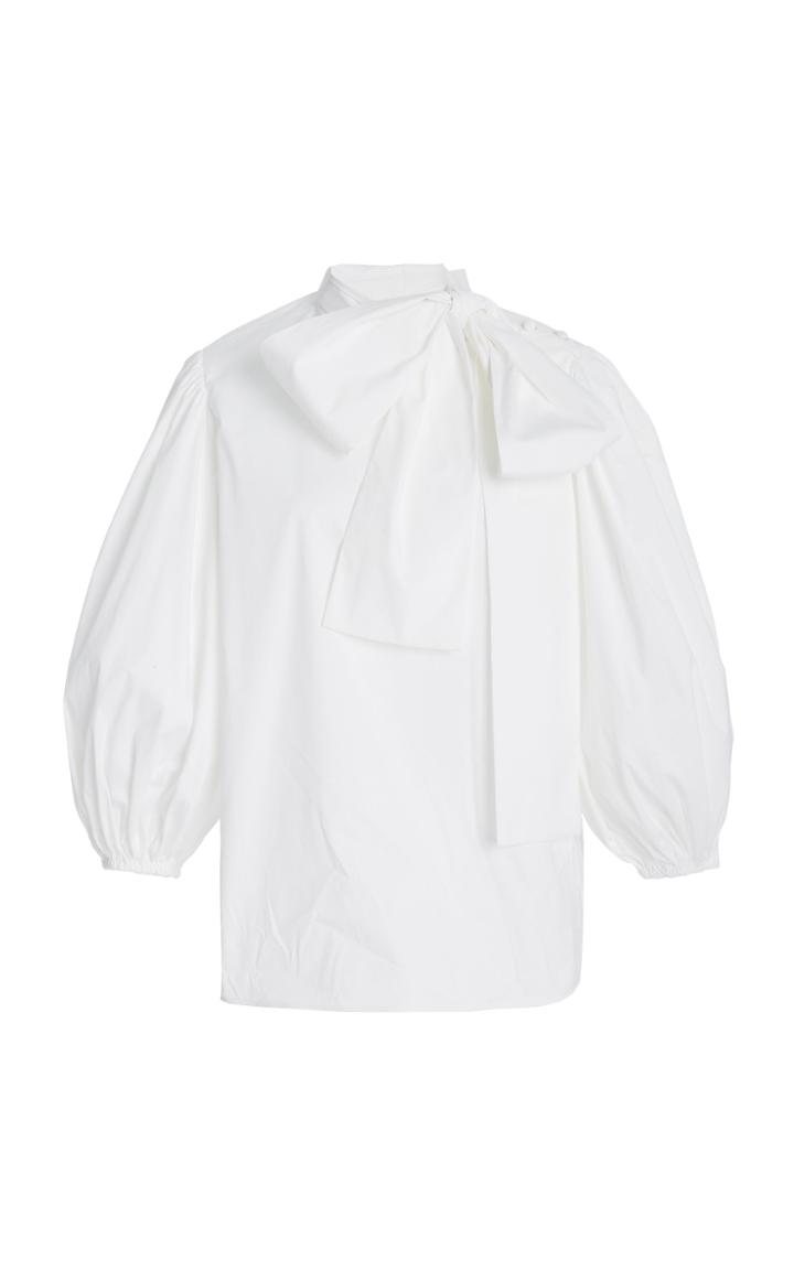 Red Valentino Tie-detailed Cotton-poplin Blouse