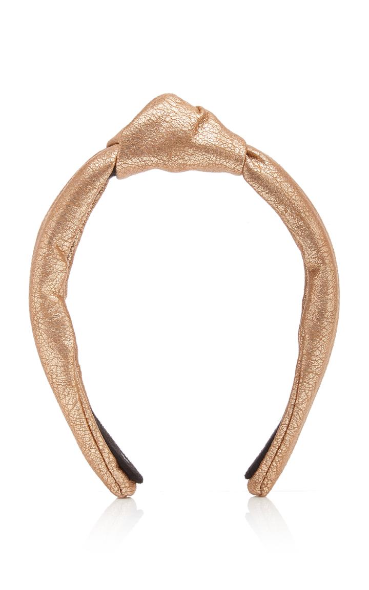 Lele Sadoughi Faux Leather Knotted Metallic Headband