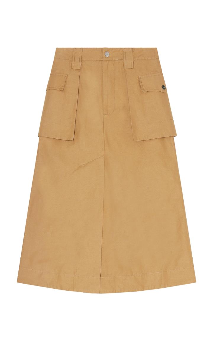 Moda Operandi Ganni Cotton Canvas Cargo Midi Skirt