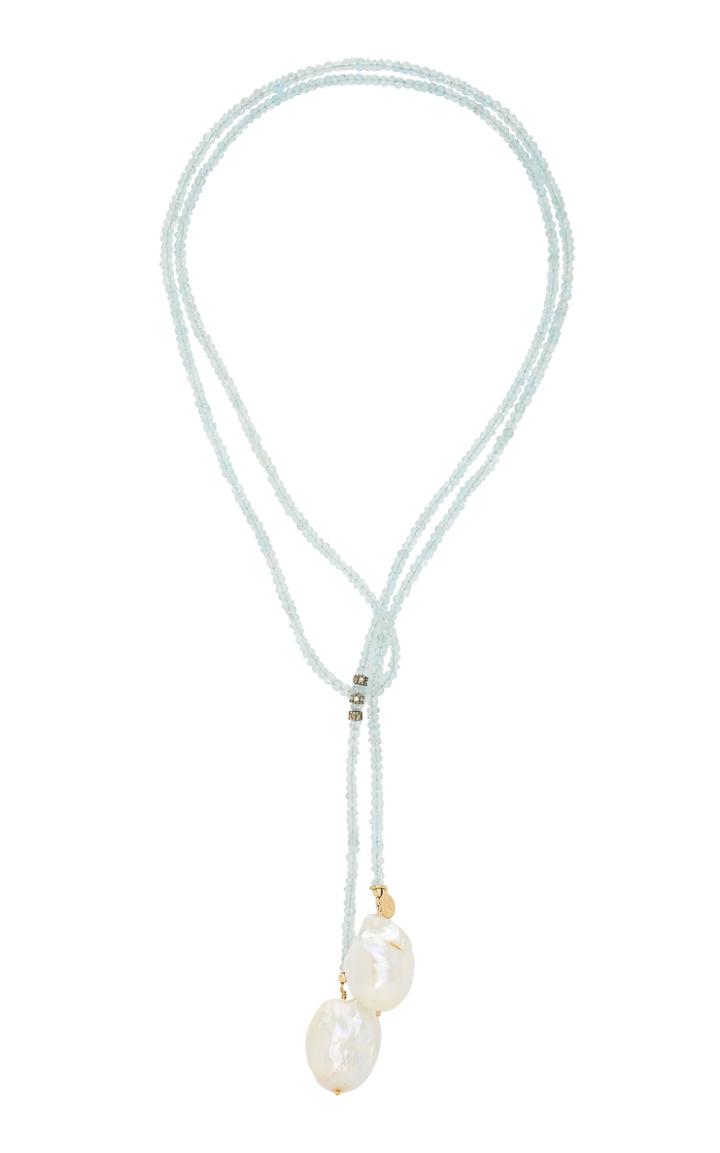 Joie Digiovanni Gold-filled, Aquamarine, Diamond And Pearl Necklace