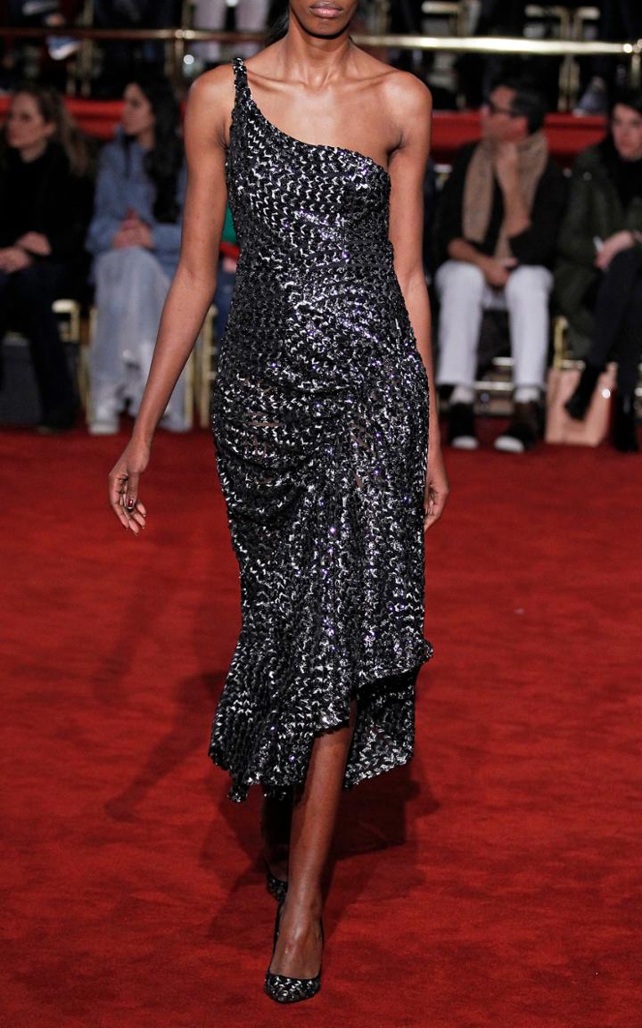 Christian Siriano Sequin Embellished One Strap Dress