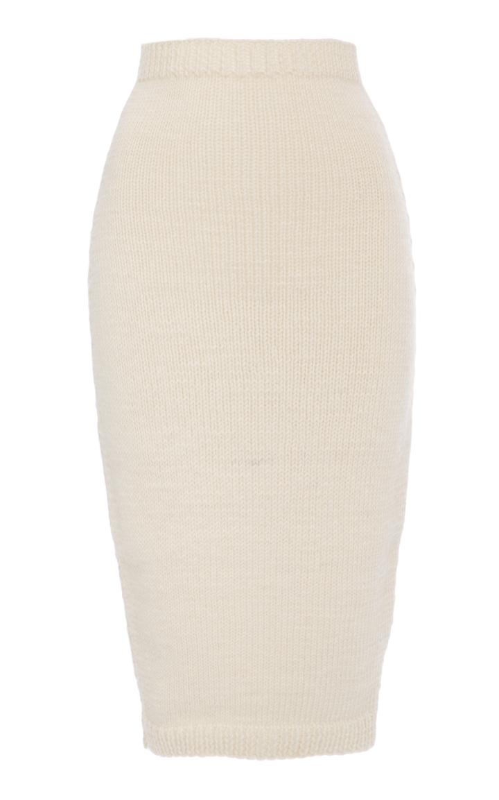 Nanna Van Blaaderen Ivory Tricot Knit Tube Skirt