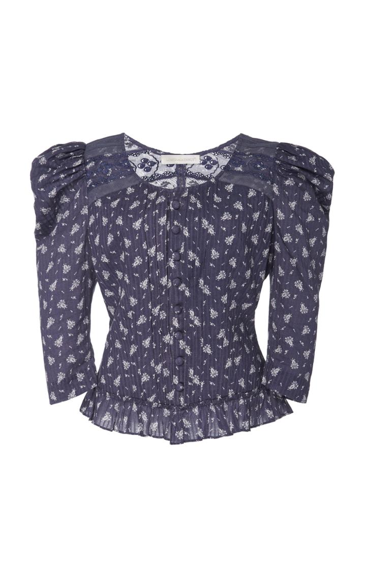 Loveshackfancy Brenna Printed Ruffled Cotton Shirt