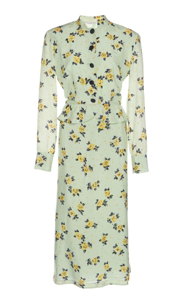 Alessandra Rich Flower Printed Midi Dress