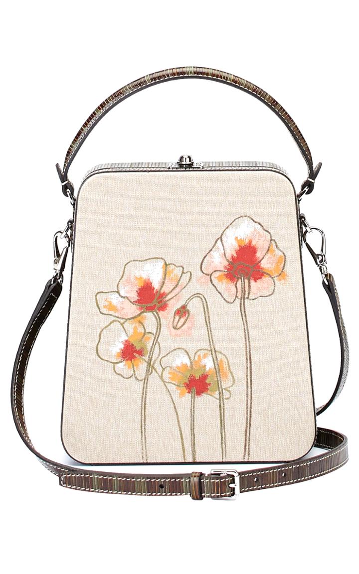 Bertoni1949 Tall Bertoncina Poppy Embroidered Bag