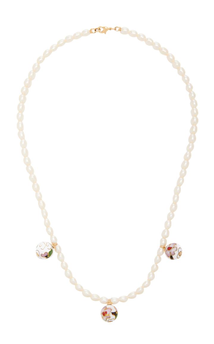 Moda Operandi Nst Studio M'o Exclusive Cloisonn Charms Pearl Necklace