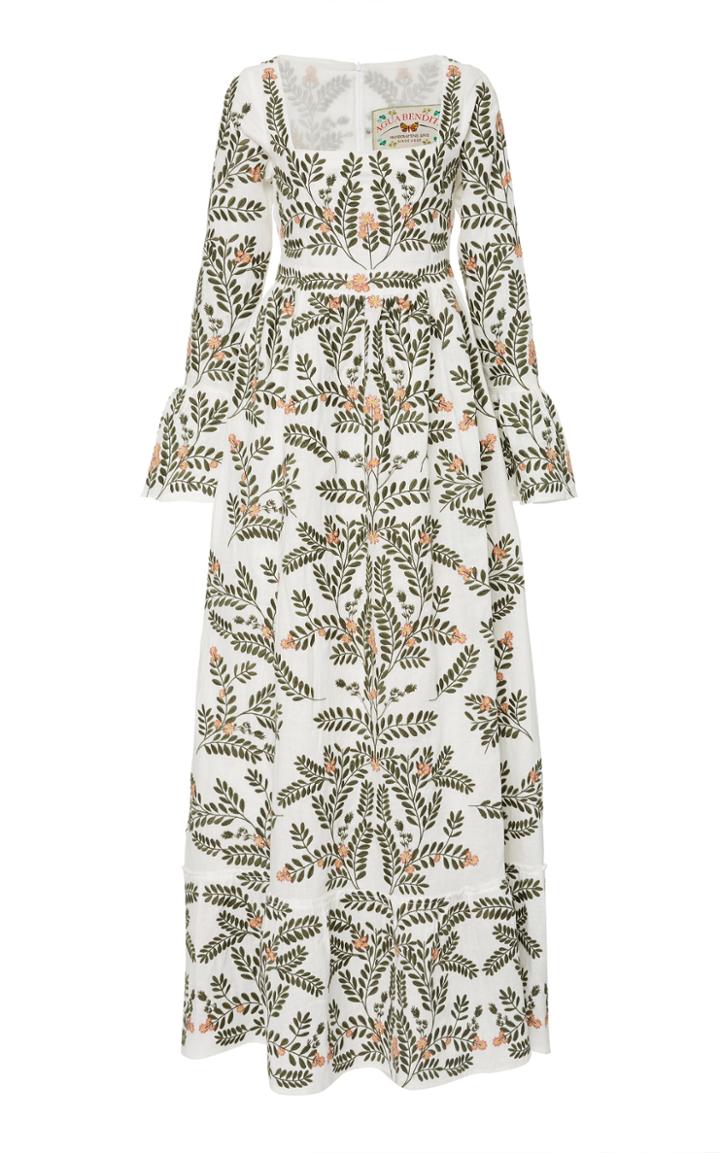 Moda Operandi Agua By Agua Bendita Curuba Herbal Embroidered Linen Dress
