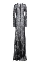 Naeem Khan Long Sleeve Embellished Gown