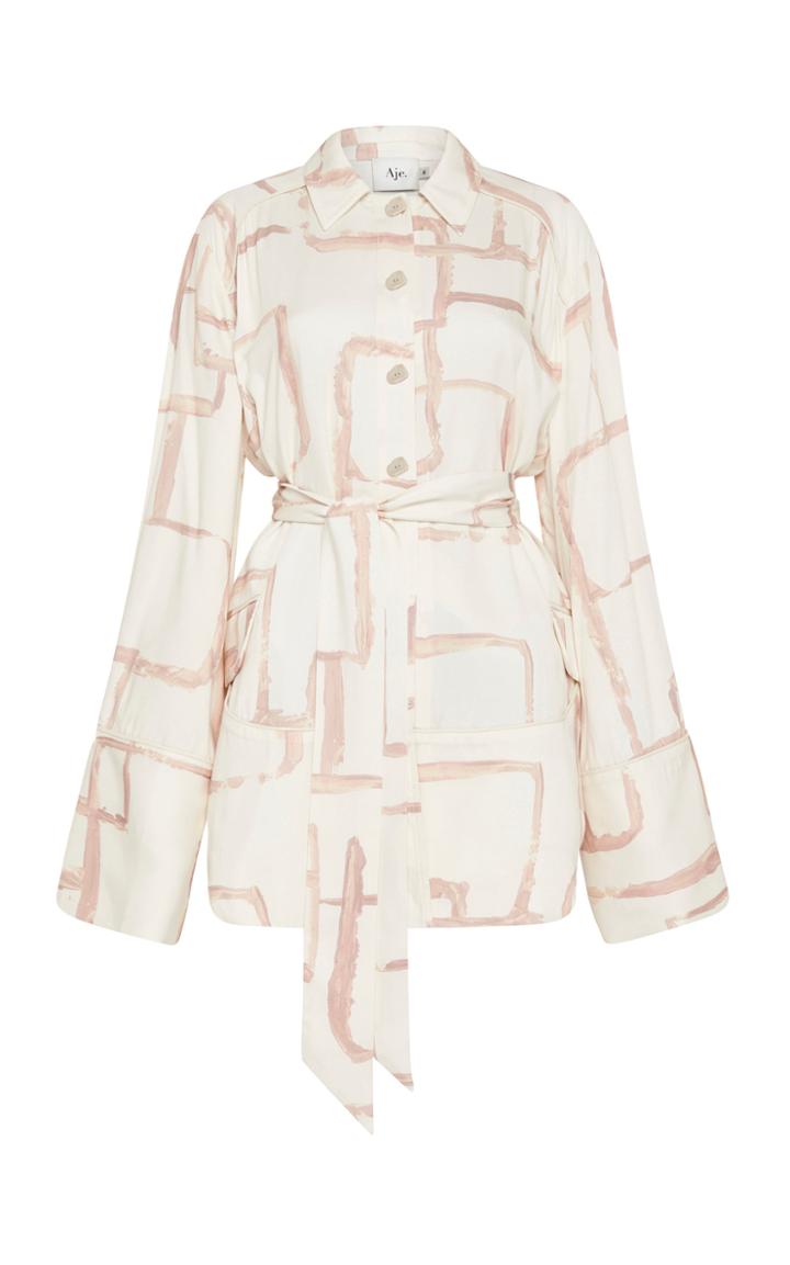 Moda Operandi Aje L'espirit Printed Crepe Mini Shirt Dress