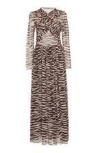 Ganni Tilden Zebra-print Mesh Maxi Dress