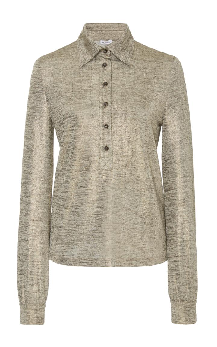 Tomas Maier Metallic Polo Top