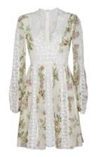 Giambattista Valli Lace-trimmed Floral-print Silk Dress