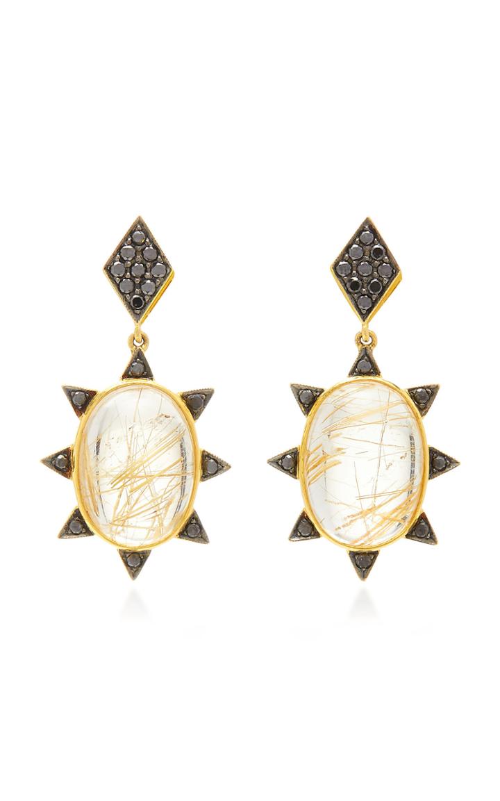 M.spalten 18k Gold Quartz And Diamond Earrings