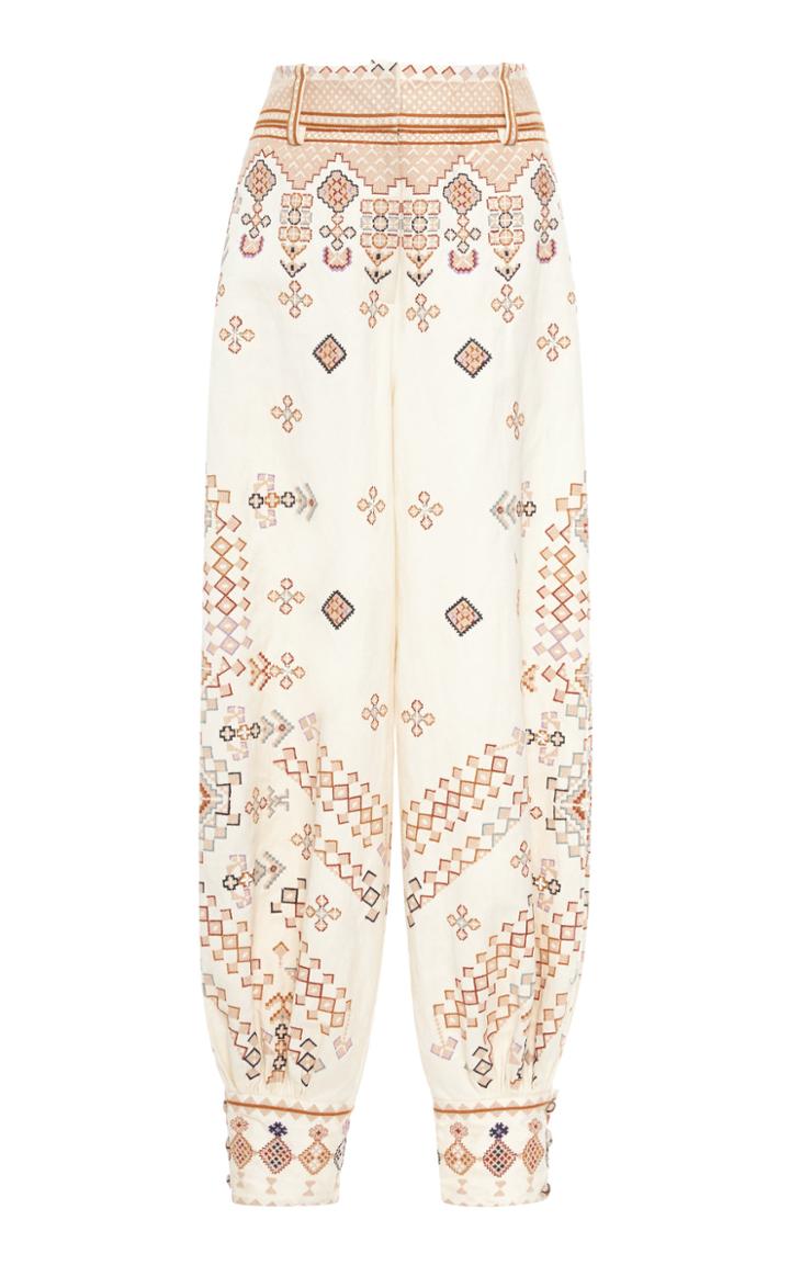 Ulla Johnson Safa Embroidered Cotton High-rise Pants