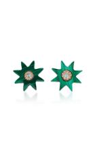 Colette Jewelry Star 18k Gold Malachite And Diamond Earrings