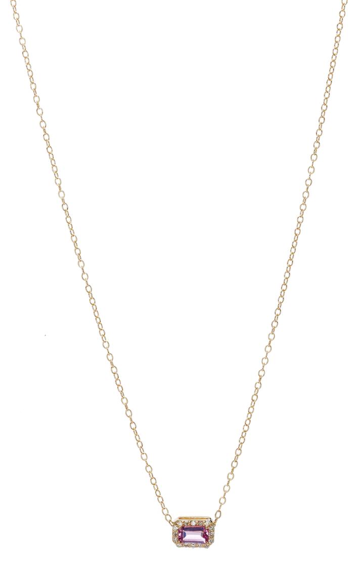 Alison Lou 14k Gold Pink Sapphire And Diamond Necklace