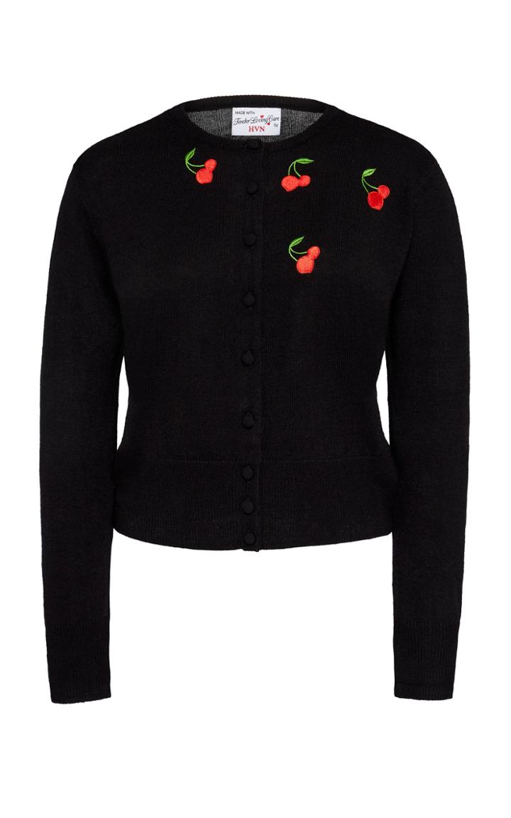 Hvn Laura Embroidered Wool-blend Cardigan Sweater Size: Xs