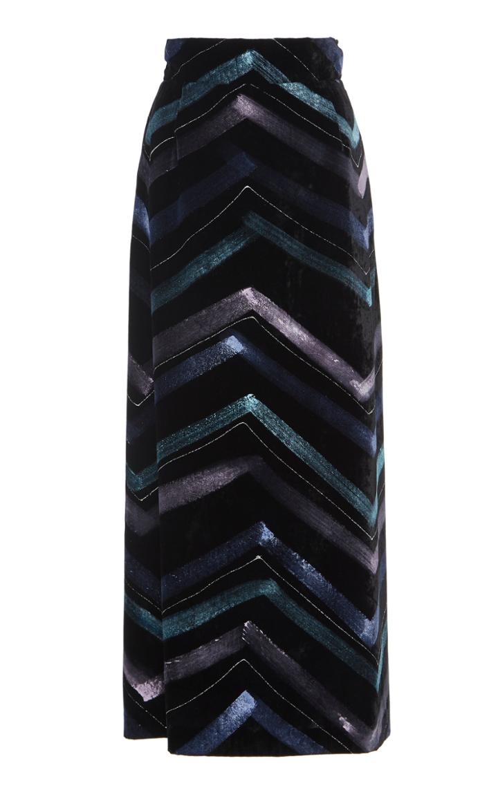 Luisa Beccaria Chevron Metallic Skirt
