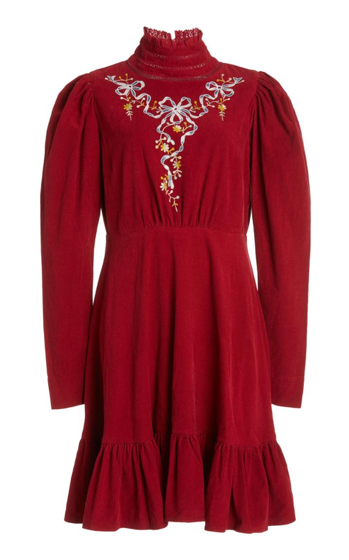 Moda Operandi Bytimo Embroidered Corduroy Mini Dress