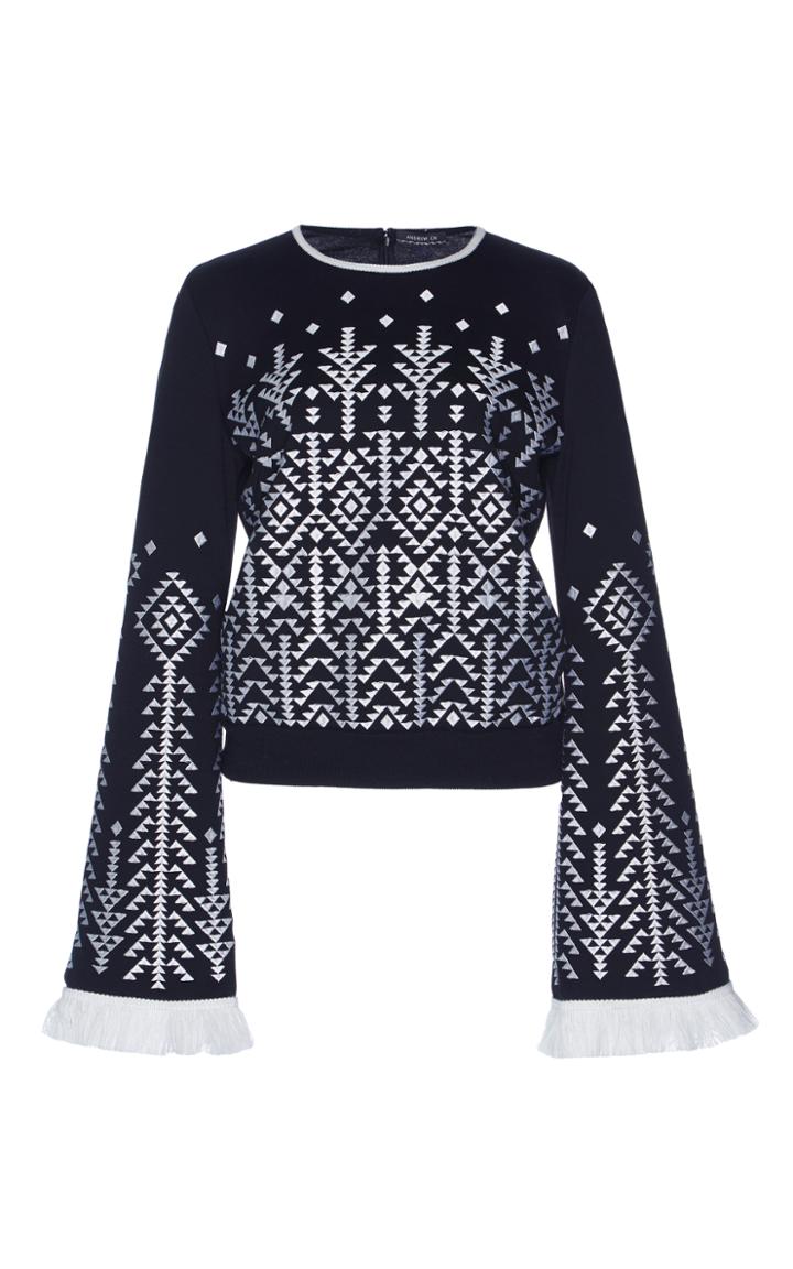 Andrew Gn Fringe Knit Top