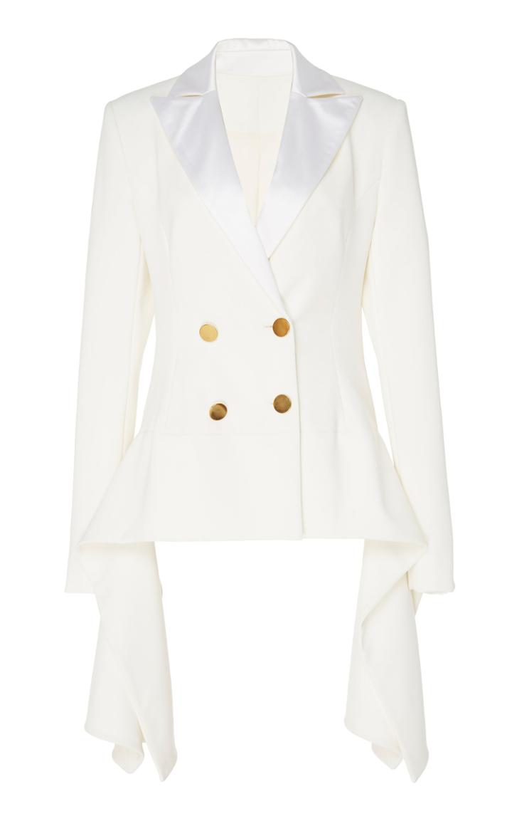 Christian Siriano Double-breasted Side Panel Crepe Blazer