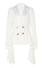 Christian Siriano Double-breasted Side Panel Crepe Blazer