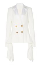 Christian Siriano Double-breasted Side Panel Crepe Blazer