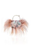 Rosantica Fleur Feather Accented Fabric Bag