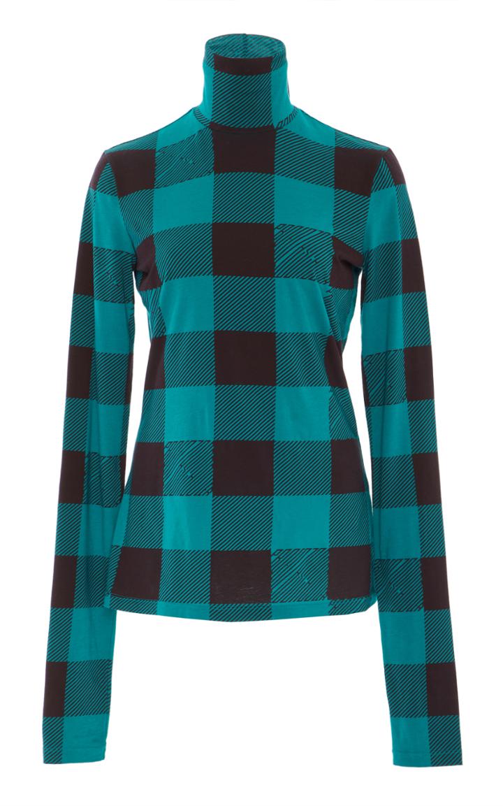 Proenza Schouler Pswl Printed Sheer Stretch Printed Turtleneck