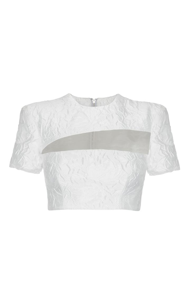 Alex Perry Copper Floral Brocade Crop Top