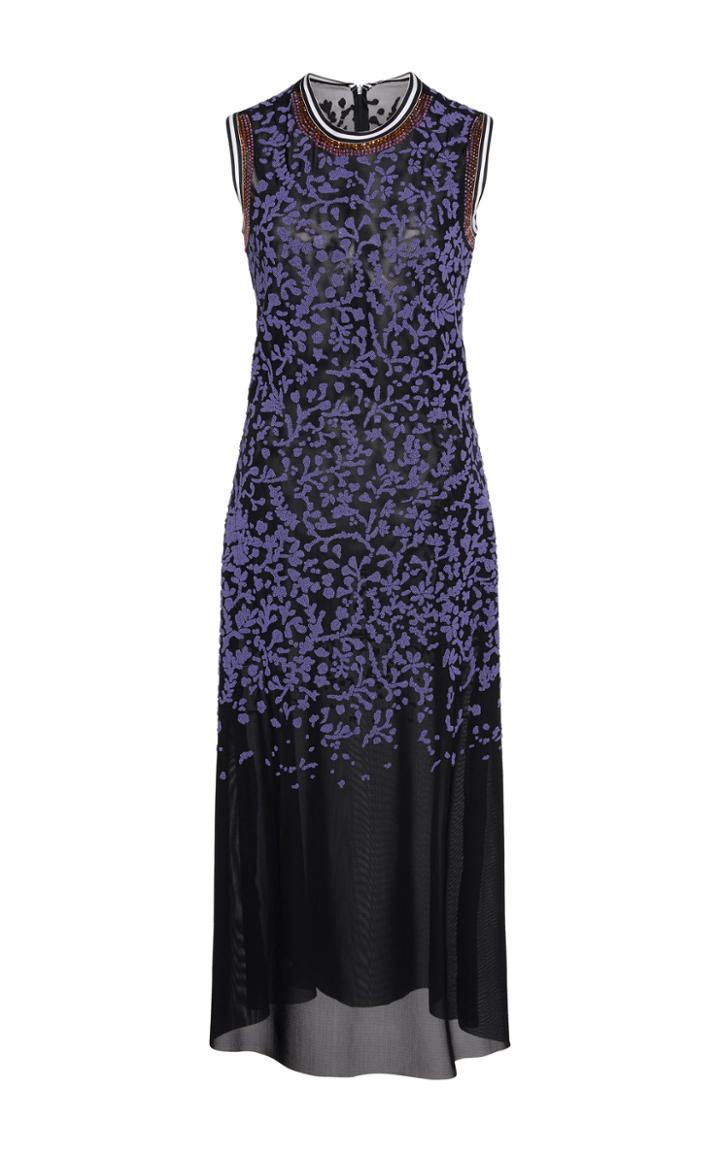 Cynthia Rowley Black Caviar Embellished Mesh Dress
