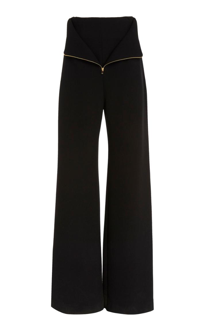 Brandon Maxwell Zip-detailed Wool Wide-leg Pants