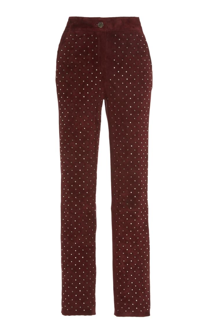 Nour Hammour Roch Studded Suede Leggings