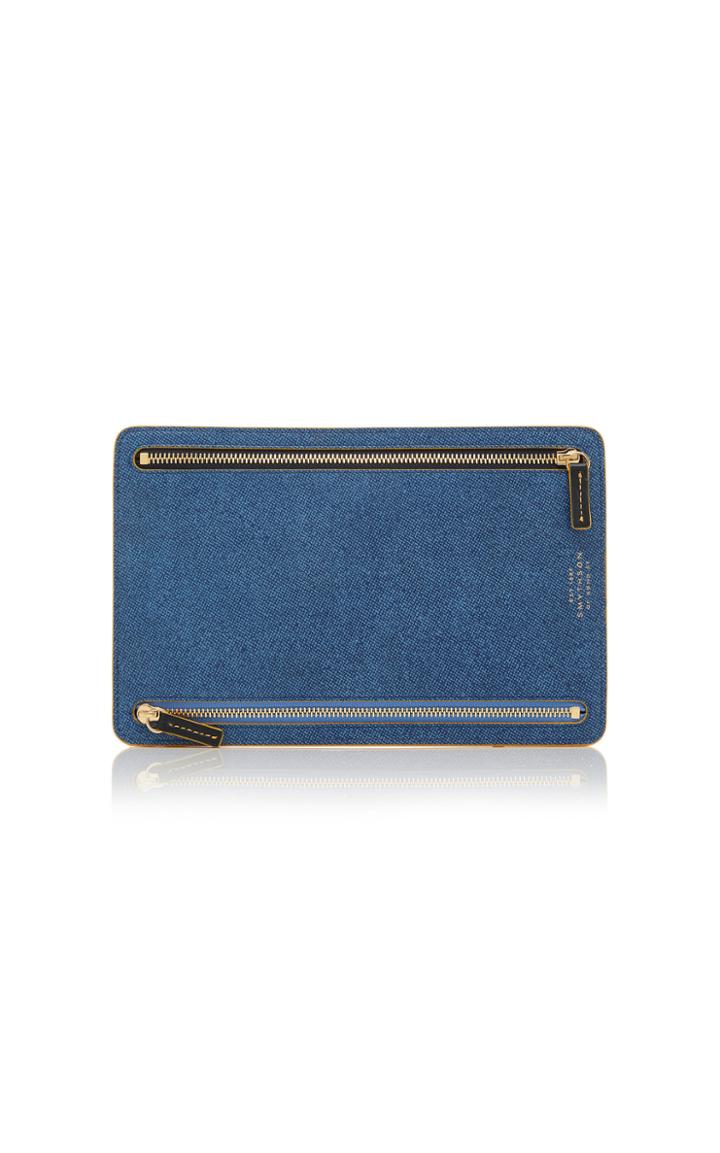 Smythson Bond Textured-leather Pouch