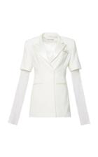 Moda Operandi Mach & Mach Tailored Blazer Dress With Sheer Crystallized Sleeves Size