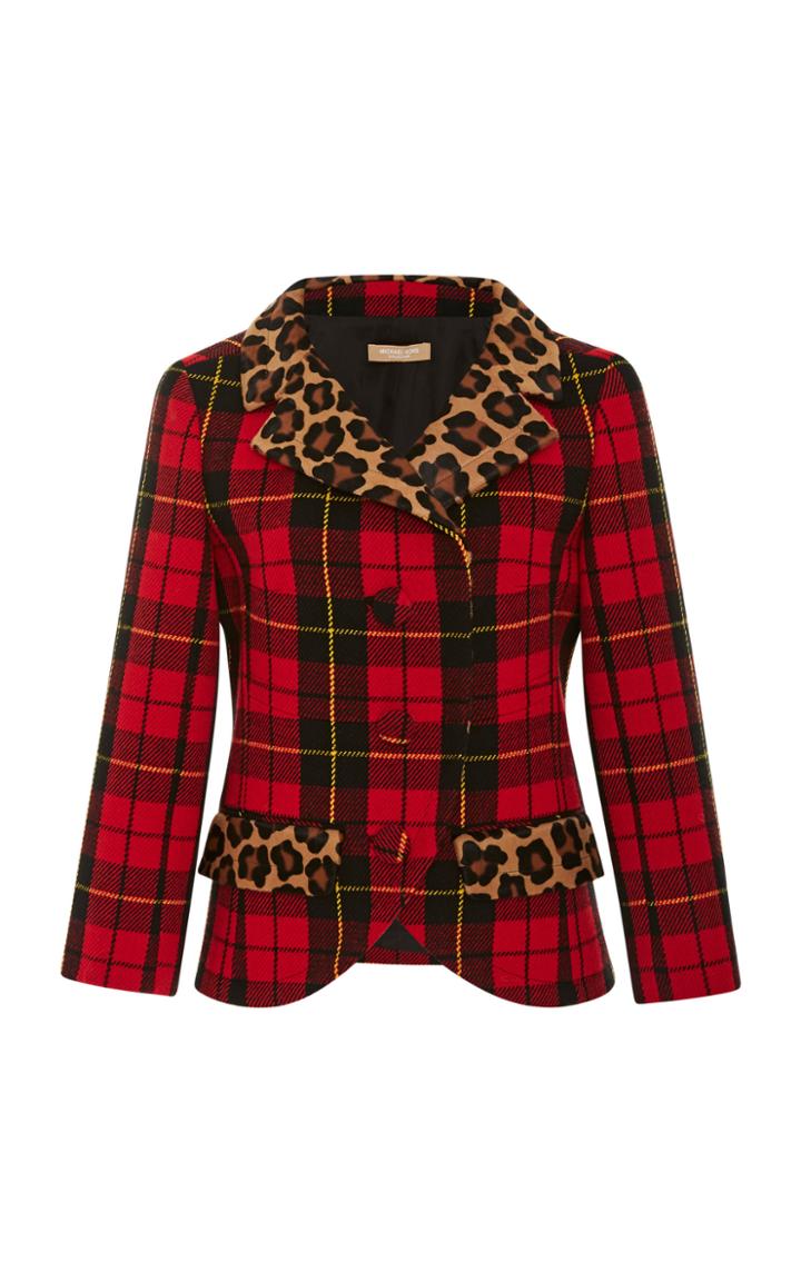 Michael Kors Collection Leopard Trim Jacket