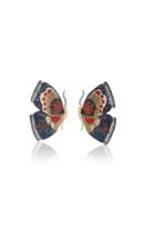 Silvia Furmanovich Sculptural Botanical Marquetry Blue Butterfly Earrings