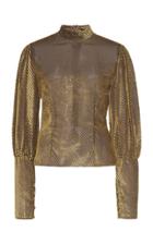 De La Vali Jane Chartreuse Velvet Stripe Top