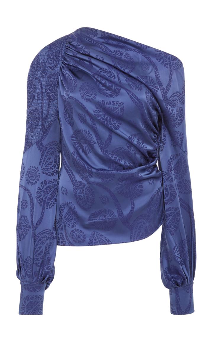 Peter Pilotto Satin Jacquard Asymmetric Blouse