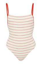 Solid & Striped Chelsea Pinstriped Rib-knit Swimsuit