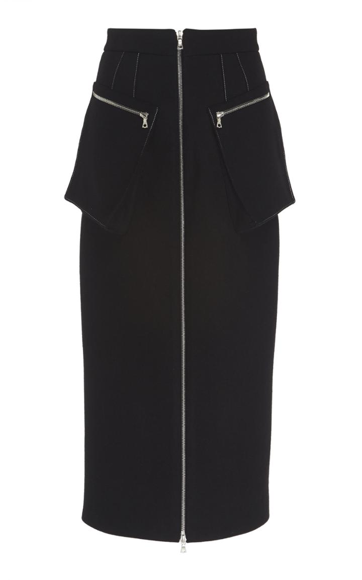 David Koma Cargo Wool Midi Skirt