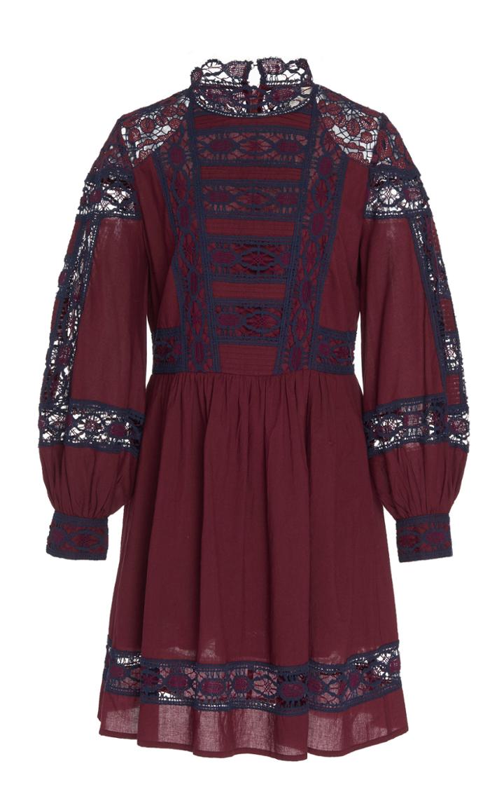 Sea Lace-detailed Cotton Mini Dress