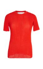 Victoria Beckham Chevron Plisse Cotton-blend Top