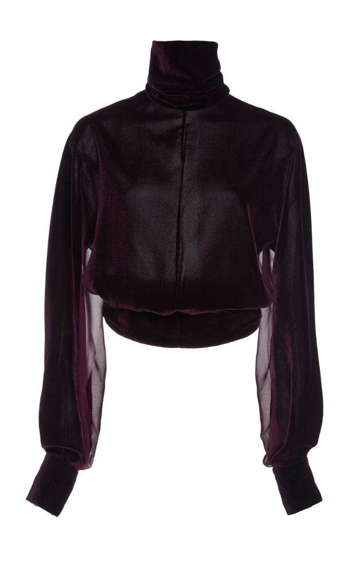 Cushnie Velvet Turtleneck Top