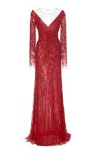 Pamella Roland Off-the-shoulder Sequin And Pearl Embellished Tulle Gown